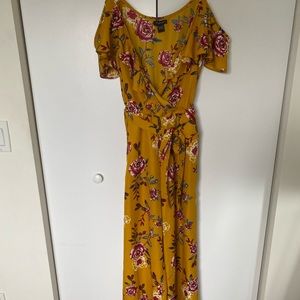 Yellow Flower Jumpsuit w/ off the shoulder straps